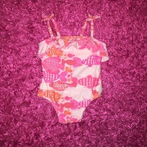 Infant one piece pink fish swimwear